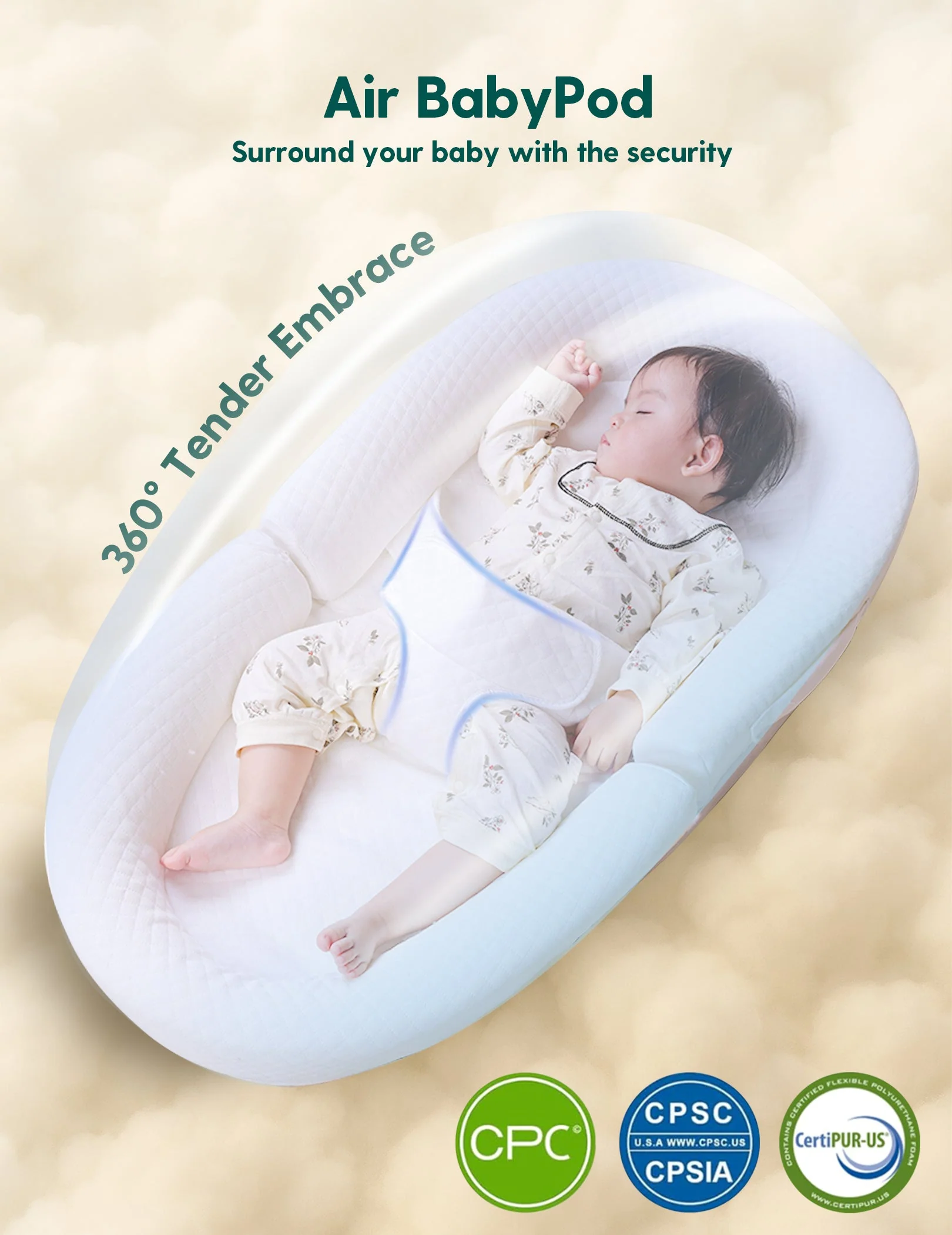 Babelio Anti-Reflux Baby Lounger | Adjustable, Portable & Washable for Newborns (0–24 Months) - Image 3