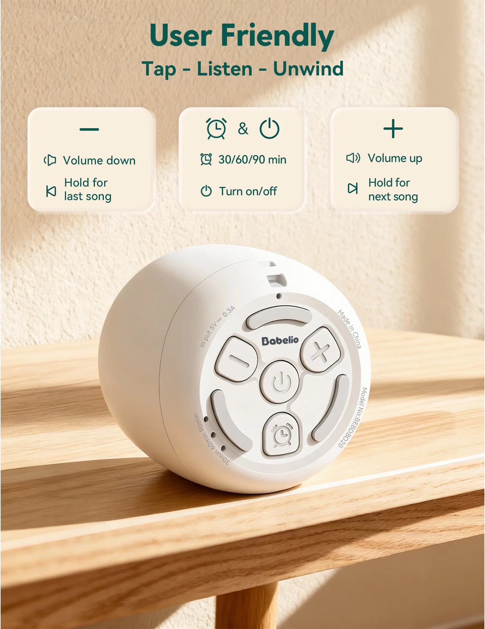 Babelio Pocket Mini Pro White Noise Machine For Sleep & Relaxation - Image 3
