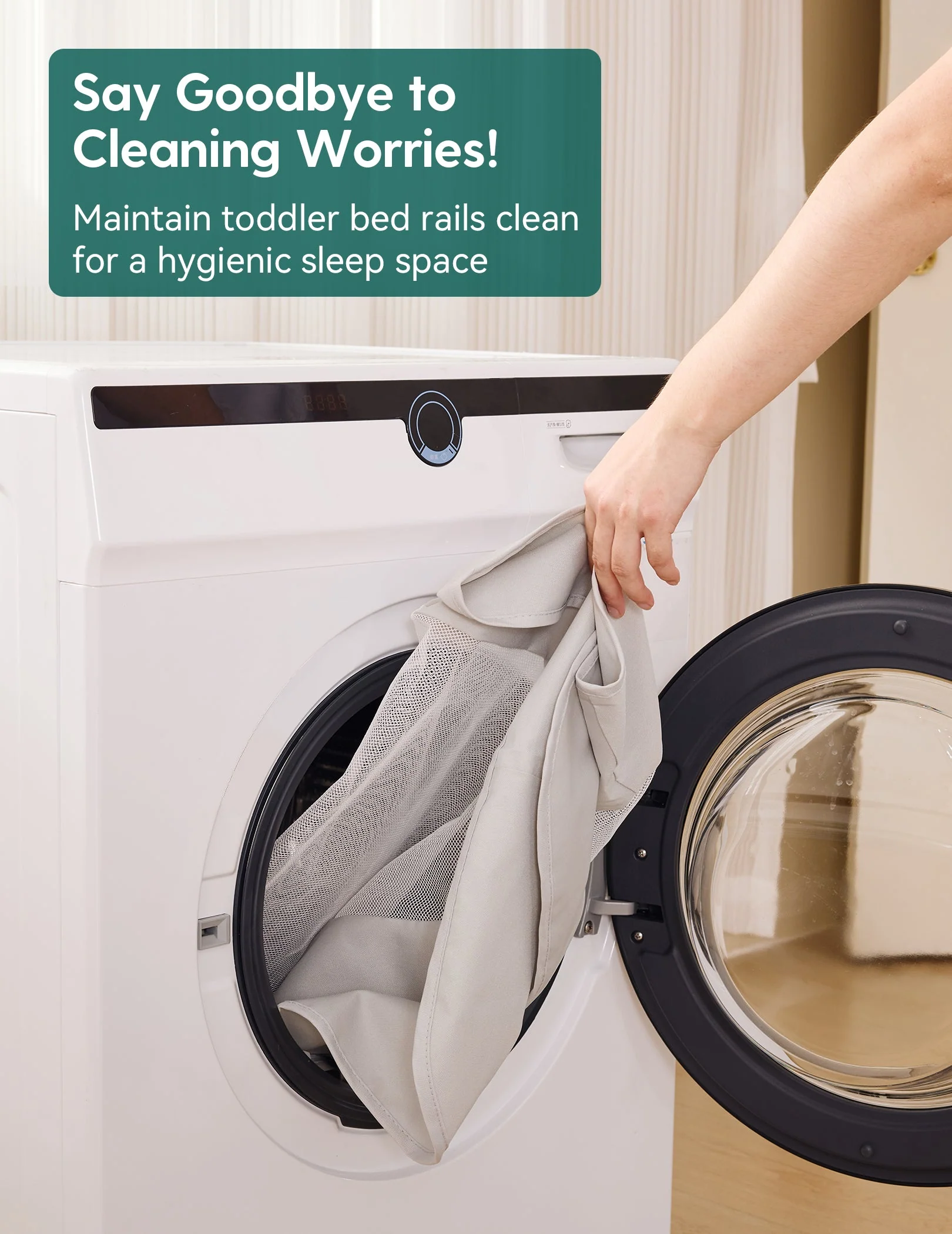 Babelio Toddler Bed Rail | 43" Wide, Swing-Down, Adjustable Height Guard for All Bed Sizes - Image 10