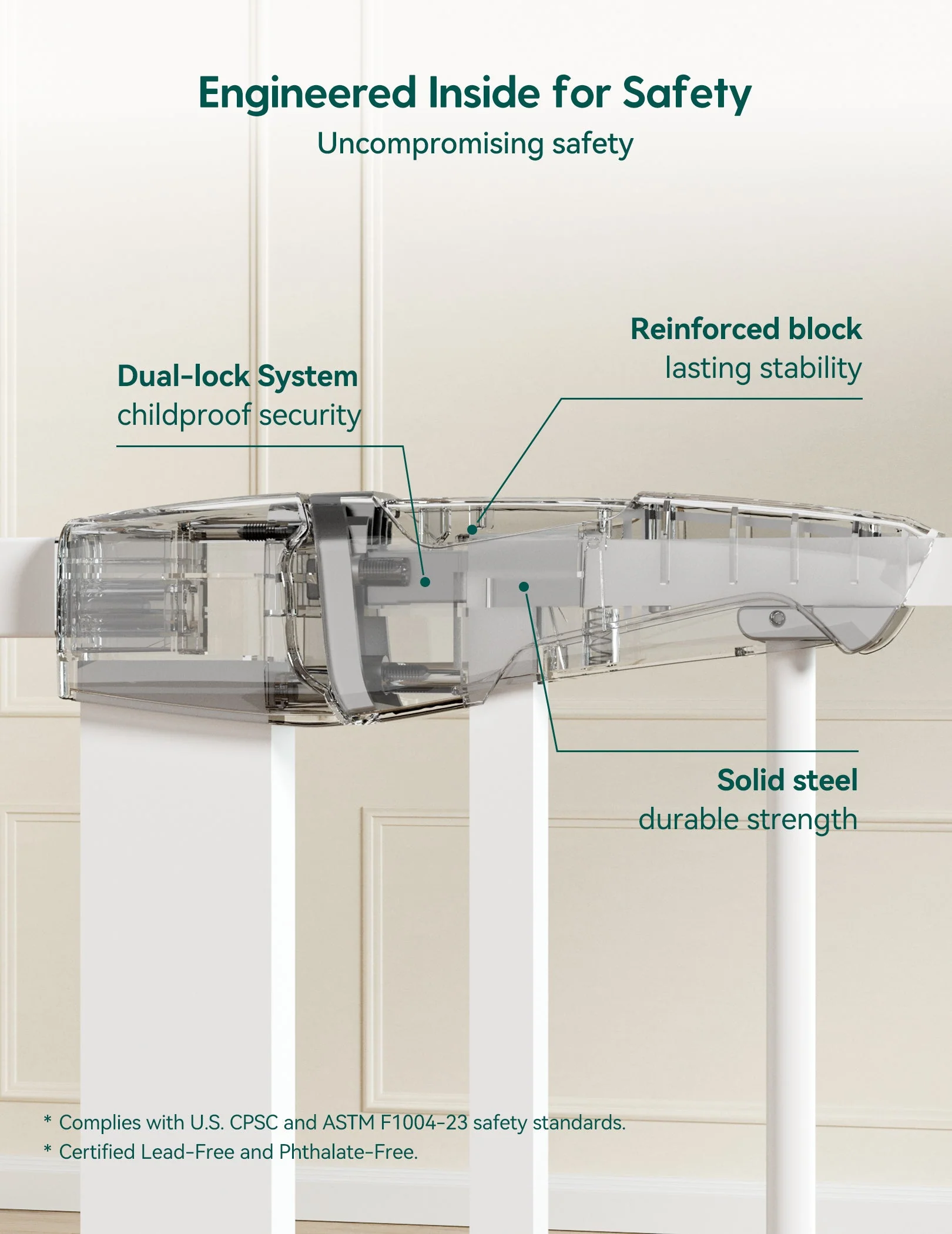 PressGuard P7 | Expandable Baby Gate Pressure Mounted Fits Standard to Wide - Image 3