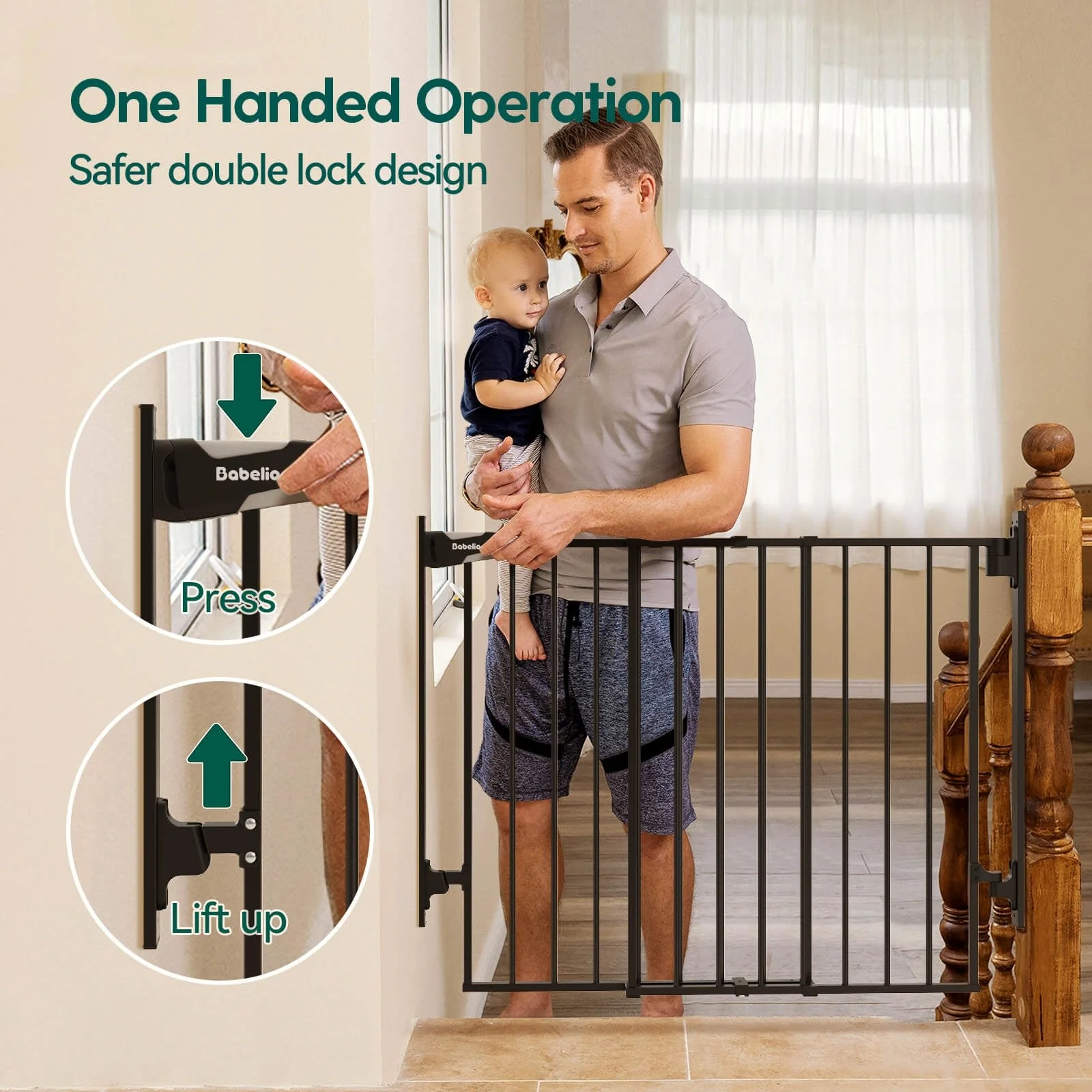 Boundless D8 | No Bottom Bar Baby Gate for Stairs - Image 3