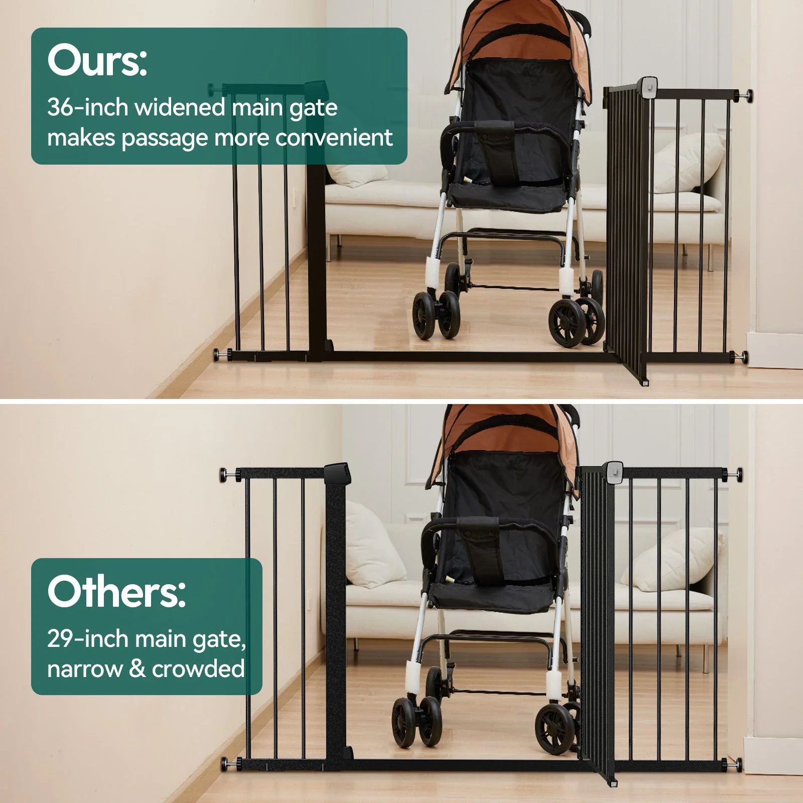 PressGuard E1 | 36-55'' Extra Wide Baby Gates for Large Space - Image 3