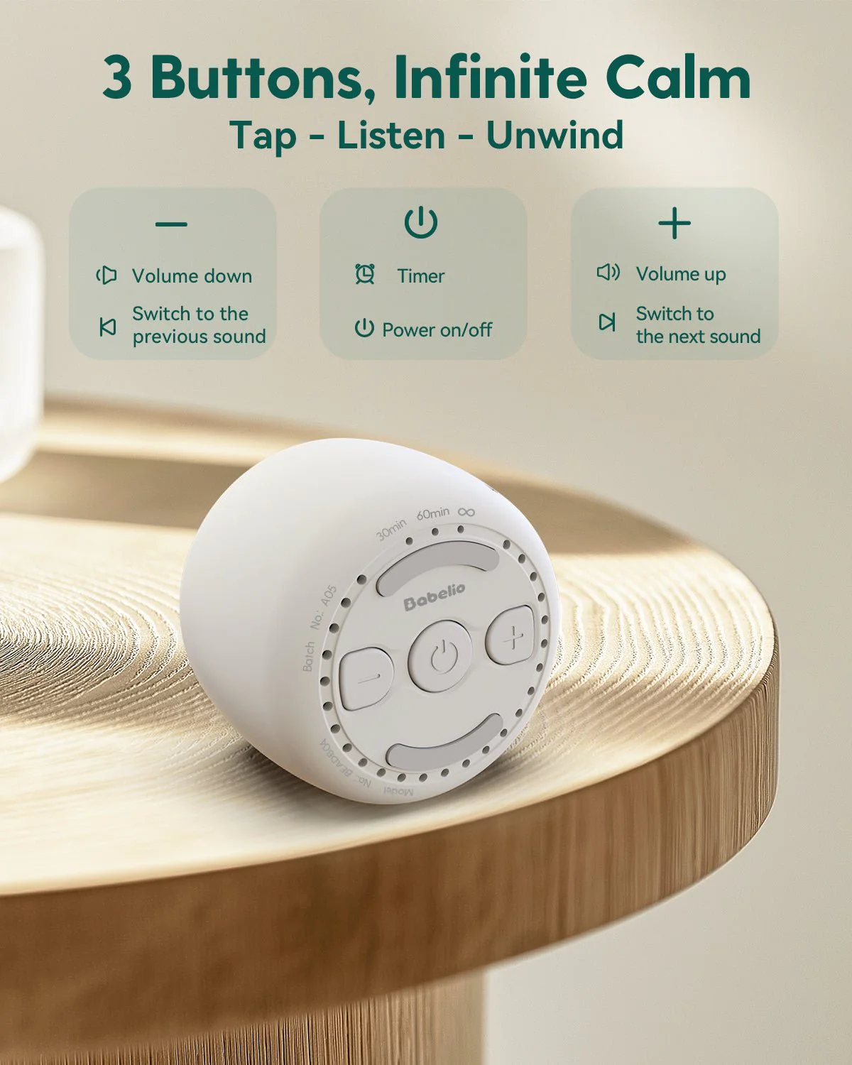 Babelio Pocket Mini White Noise Machine For Sleep & Relaxation - Image 3