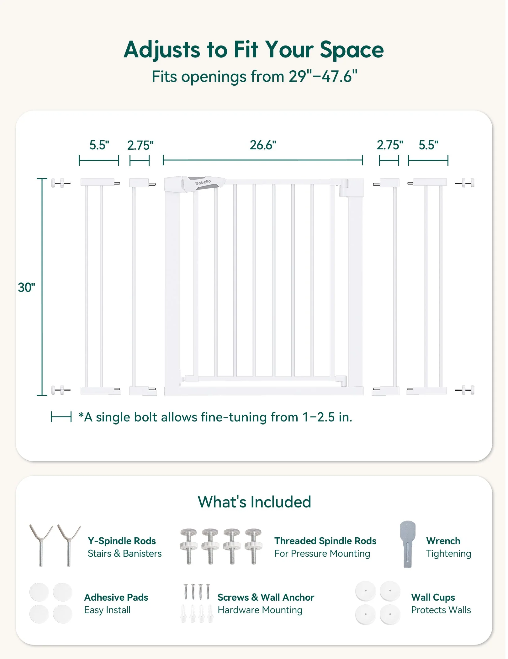 PressGuard P7 | Expandable Baby Gate Pressure Mounted Fits Standard to Wide - Image 10