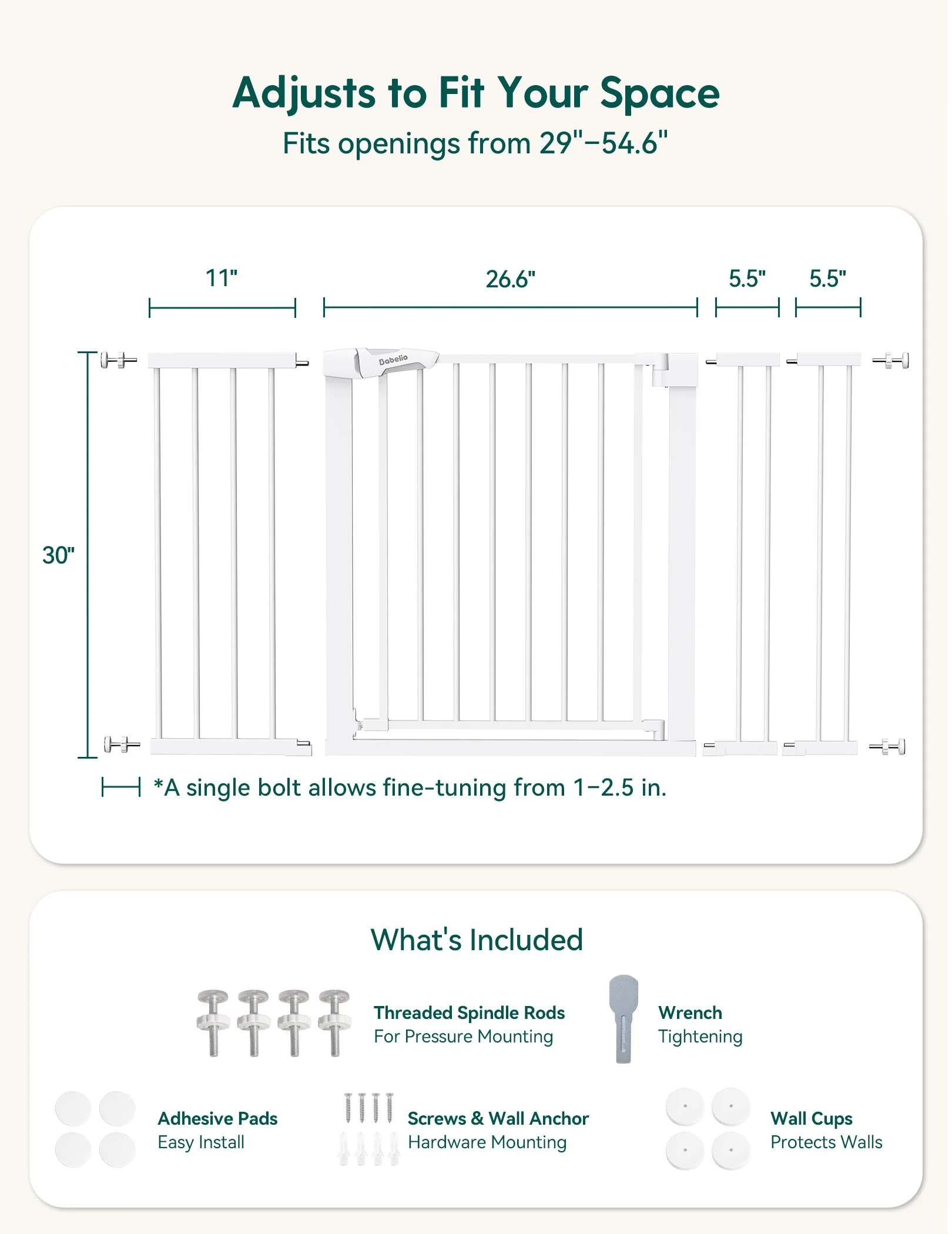 PressGuard P7 | Expandable Baby Gate Pressure Mounted Fits Standard to Wide - Image 11