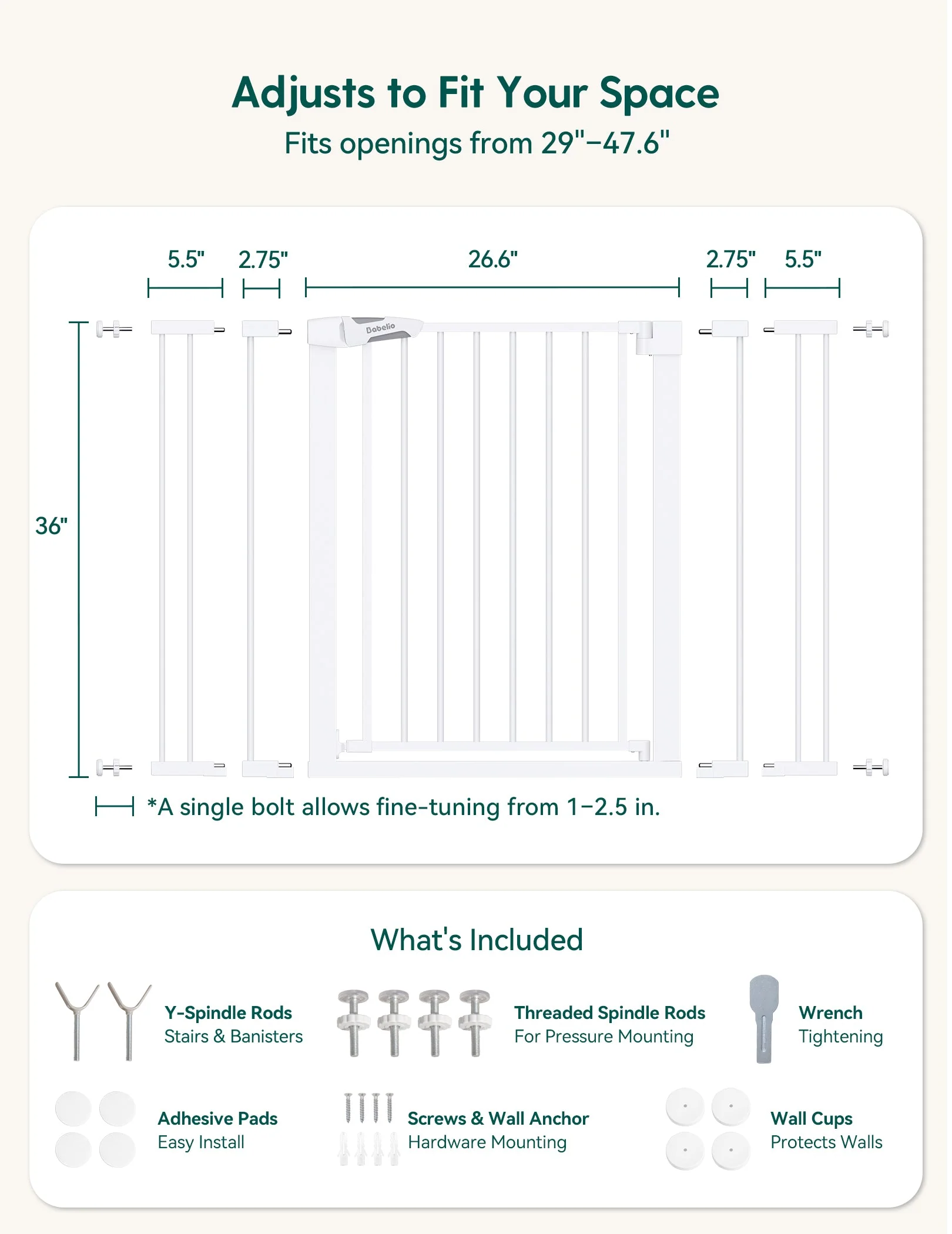 PressGuard P7 | Expandable Baby Gate Pressure Mounted Fits Standard to Wide - Image 12