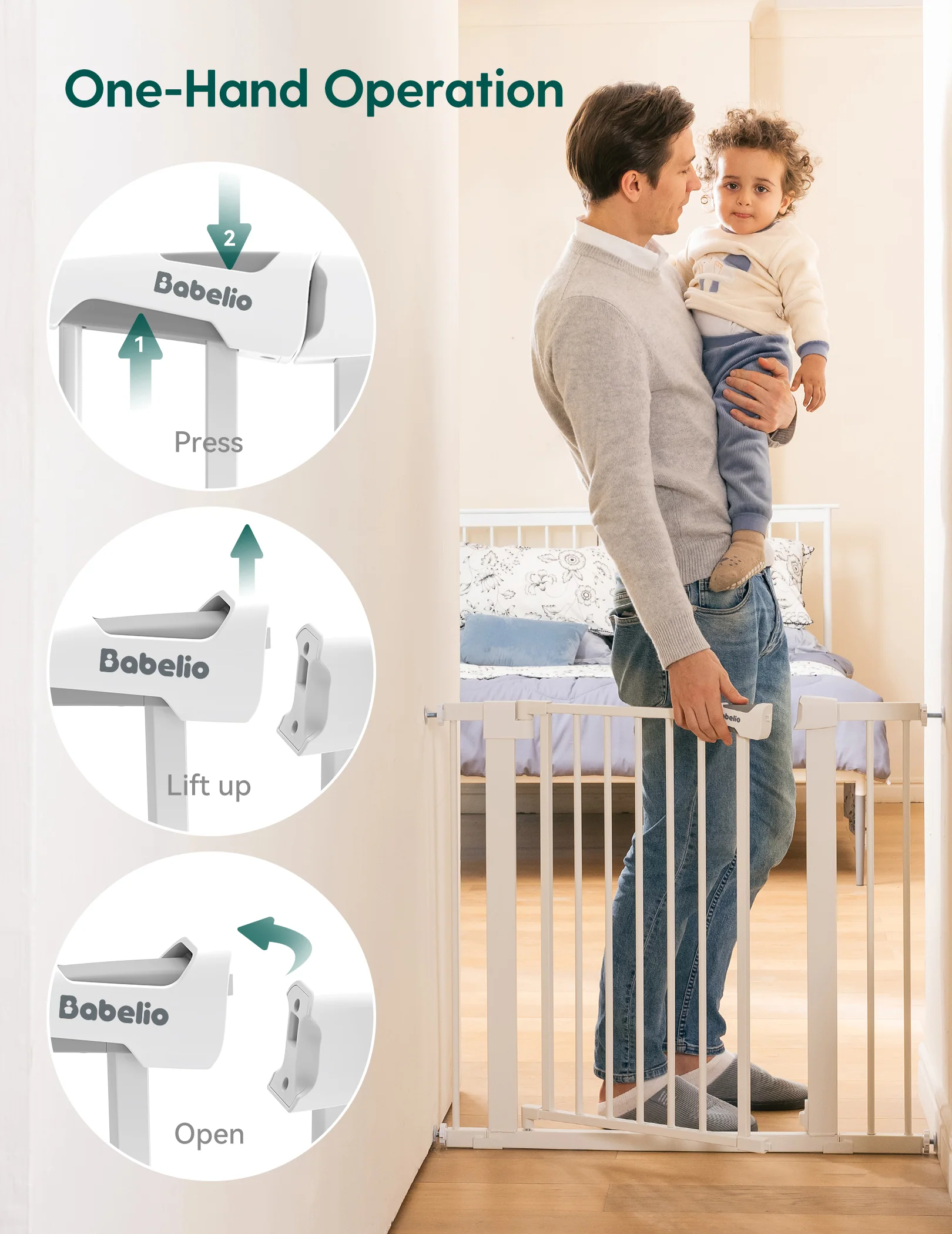 PressGuard P7 | Expandable Baby Gate Pressure Mounted Fits Standard to Wide - Image 7