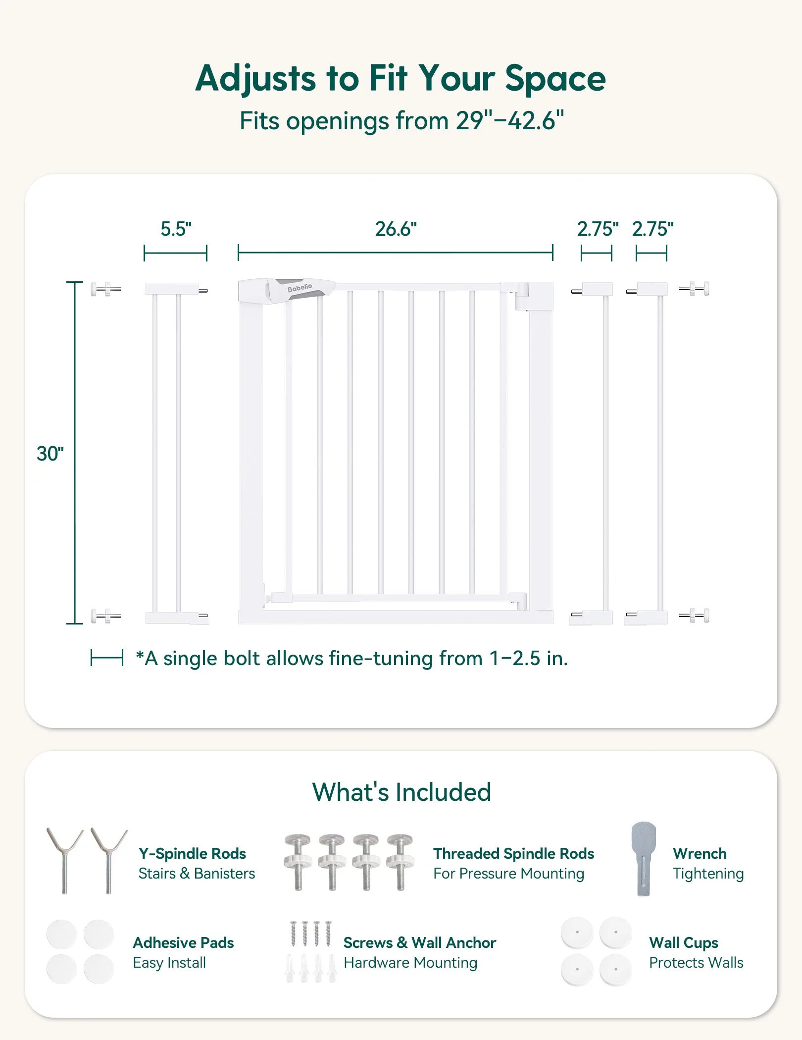 PressGuard P7 | Expandable Baby Gate Pressure Mounted Fits Standard to Wide - Image 9