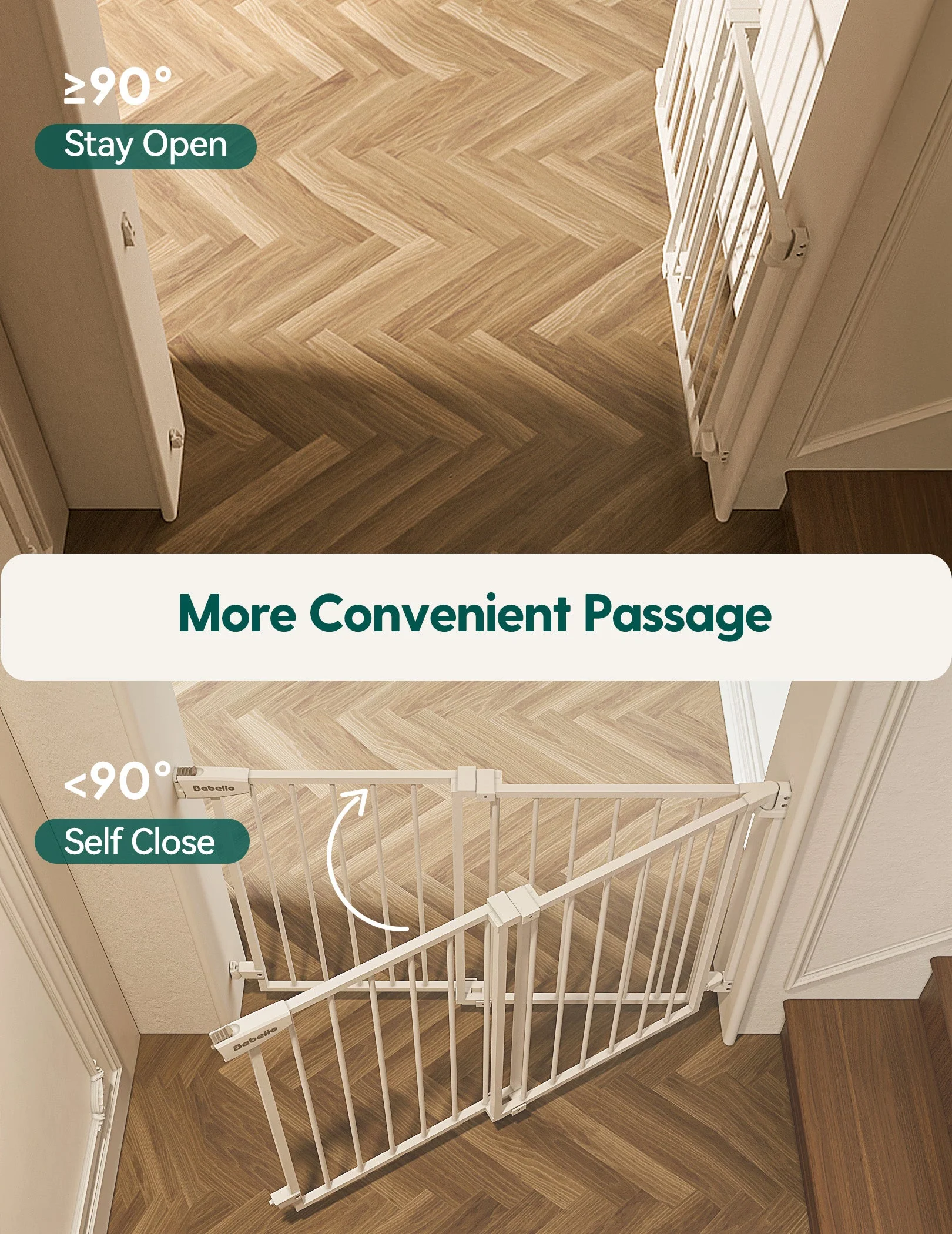 Boundless S12 | Ultra-Stable No Bottom Bar Baby Gate for Stairs - Image 4