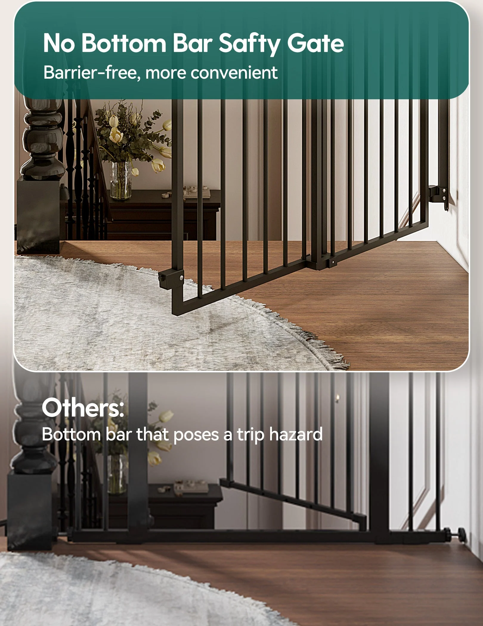 Boundless S12 | Ultra-Stable No Bottom Bar Baby Gate for Stairs - Image 5